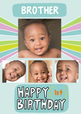 Angela Chick Brother Editable Age 3 Photo Upload Birthday Card
