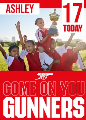 Come On You Gunners Arsenal Photo Upload Birthday Card