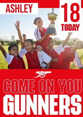 Come On You Gunners Arsenal Photo Upload Birthday Card