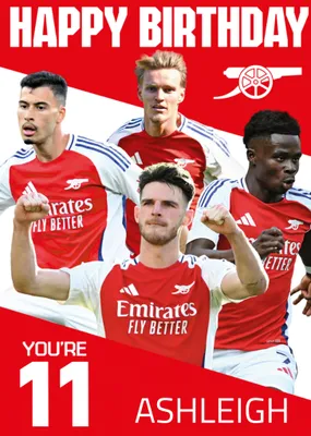 You're 18 Arsenal Players Illustrated Happy Birthday Card