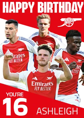 You're 18 Arsenal Players Illustrated Happy Birthday Card