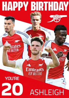 You're 18 Arsenal Players Illustrated Happy Birthday Card