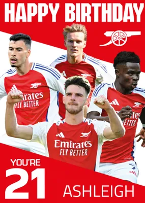 You're 18 Arsenal Players Illustrated Happy Birthday Card
