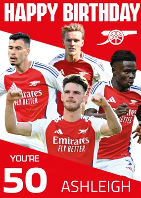 You're 18 Arsenal Players Illustrated Happy Birthday Card