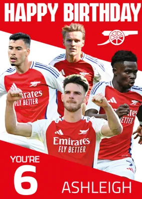 You're 18 Arsenal Players Illustrated Happy Birthday Card