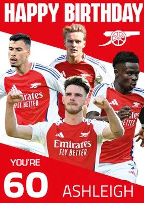 You're 18 Arsenal Players Illustrated Happy Birthday Card