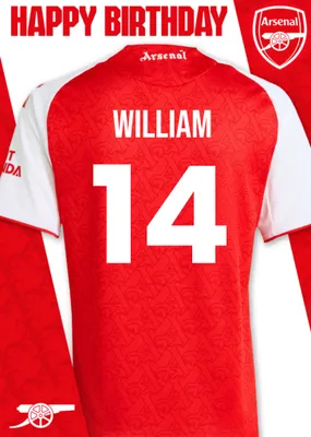 Arsenal FC Football Jersey Happy Birthday Card