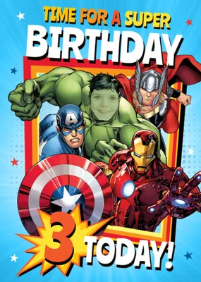 Marvel The Avengers Photo Upload Super Birthday Card