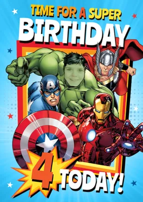 Marvel The Avengers Photo Upload Super Birthday Card