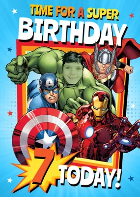 Marvel The Avengers Photo Upload Super Birthday Card