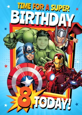 Marvel The Avengers Photo Upload Super Birthday Card