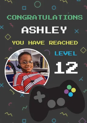 Boogie Bomb Gaming Controller Level 12 Photo Upload Birthday Card