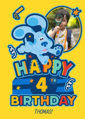 Blue's Clues 4th Birthday Photo Upload Birthday Card