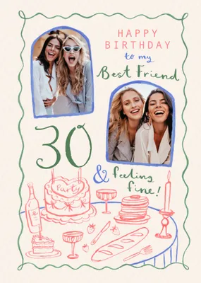 Best Friend 40 & Feeling Fine Photo Upload Birthday Card  