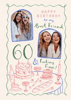 Best Friend 40 & Feeling Fine Photo Upload Birthday Card  