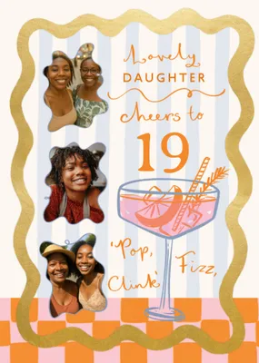 Lovely Daughter Cheers to 21 Photo Upload Birthday Card  