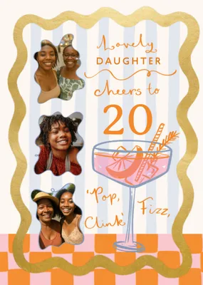 Lovely Daughter Cheers to 21 Photo Upload Birthday Card  