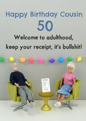 Welcome To Adulthood Cousin 18th Birthday Card