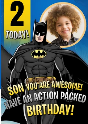 Batman 5 Today Action Packed Birthday Photo Upload Card