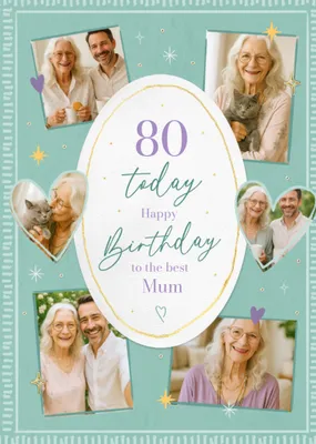 Best Mum Photo Upload Happy 80th Birthday Card