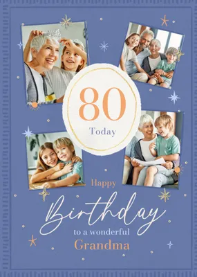 Wonderful Grandma Photo Upload 80th Birthday Card