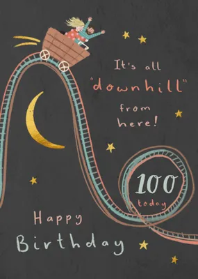 It's All Downhill From Here Illustrated 50th Birthday Card