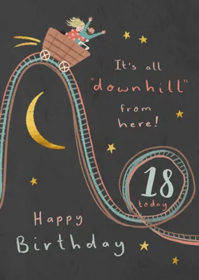 It's All Downhill From Here Illustrated 50th Birthday Card