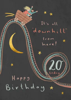 It's All Downhill From Here Illustrated 50th Birthday Card