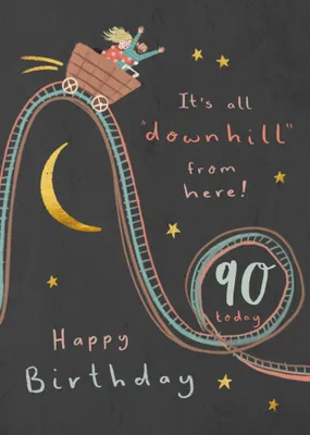 It's All Downhill From Here Illustrated 50th Birthday Card