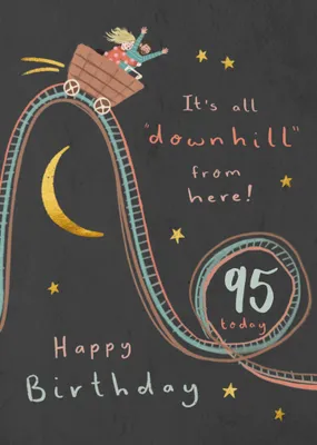 It's All Downhill From Here Illustrated 50th Birthday Card