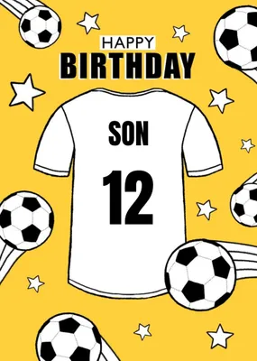 Personalised Football Tshirt Happy Birthday Card