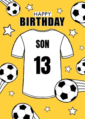 Personalised Football Tshirt Happy Birthday Card