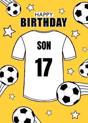 Personalised Football Tshirt Happy Birthday Card