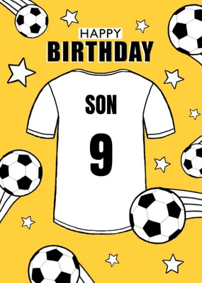 Personalised Football Tshirt Happy Birthday Card