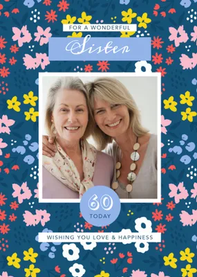 Floral Photo Upload and Personalise Age Birthday Card