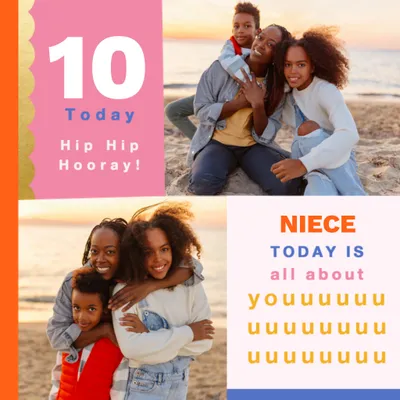 Hip Hip Hooray Photo Upload Birthday Card