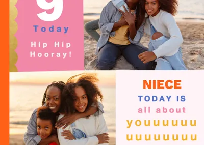 Hip Hip Hooray Photo Upload Birthday Card