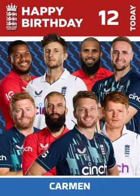 England Cricket Players Birthday Card