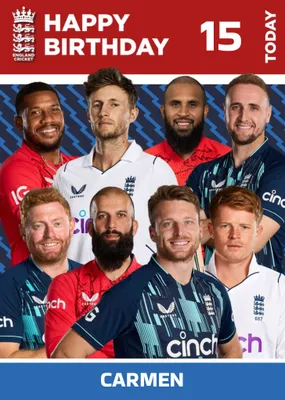 England Cricket Players Birthday Card