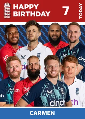 England Cricket Players Birthday Card
