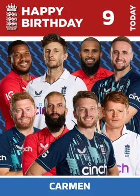 England Cricket Players Birthday Card