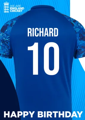 England Cricket 50th Birthday Fan Shirt Card