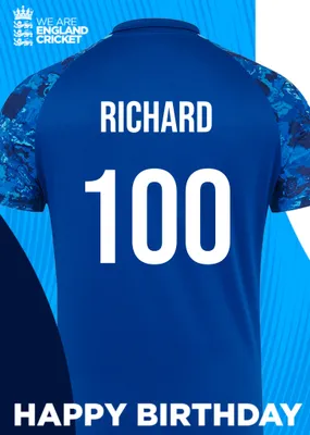 England Cricket 50th Birthday Fan Shirt Card