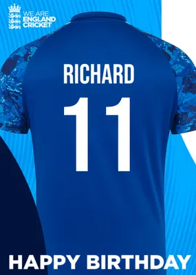 England Cricket 50th Birthday Fan Shirt Card