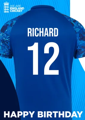 England Cricket 50th Birthday Fan Shirt Card