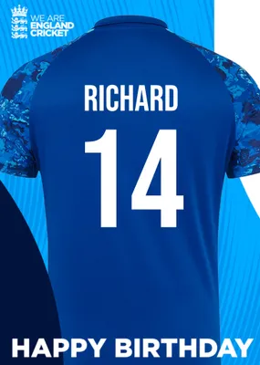 England Cricket 50th Birthday Fan Shirt Card