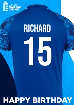 England Cricket 50th Birthday Fan Shirt Card