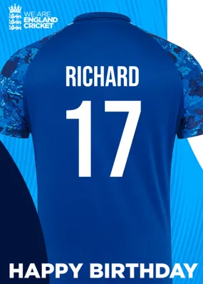 England Cricket 50th Birthday Fan Shirt Card