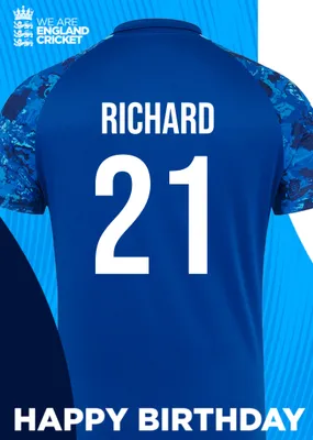 England Cricket 50th Birthday Fan Shirt Card