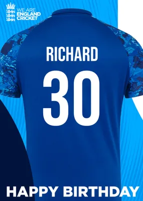 England Cricket 50th Birthday Fan Shirt Card